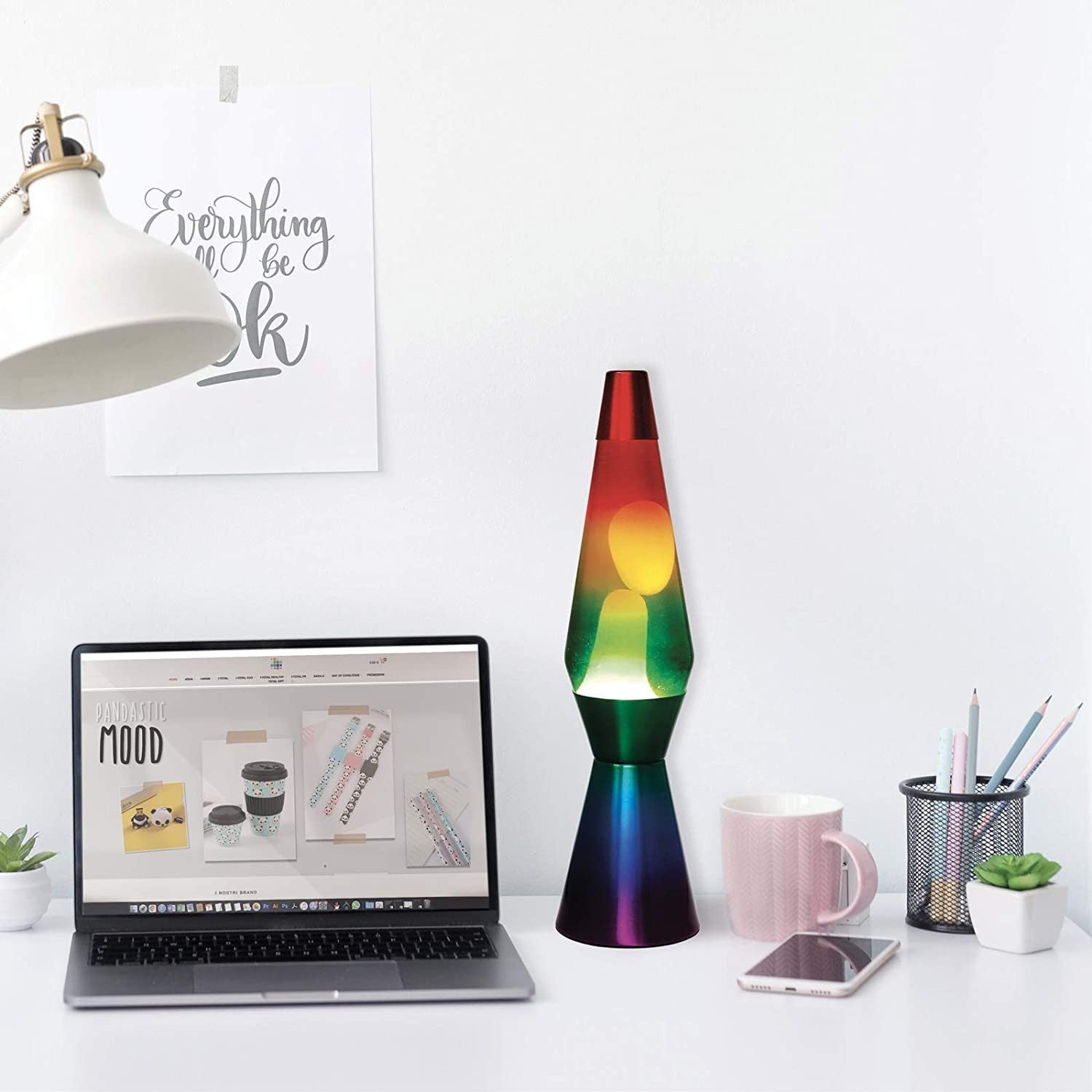 XL1767 Lampe à Lave 40cm Rainbow avec Paillettes Magma Multicolore RAINBOW