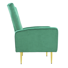 Fauteuil en velours DORIAN dossier haut capitonné pieds dorés 98HX70X70cm