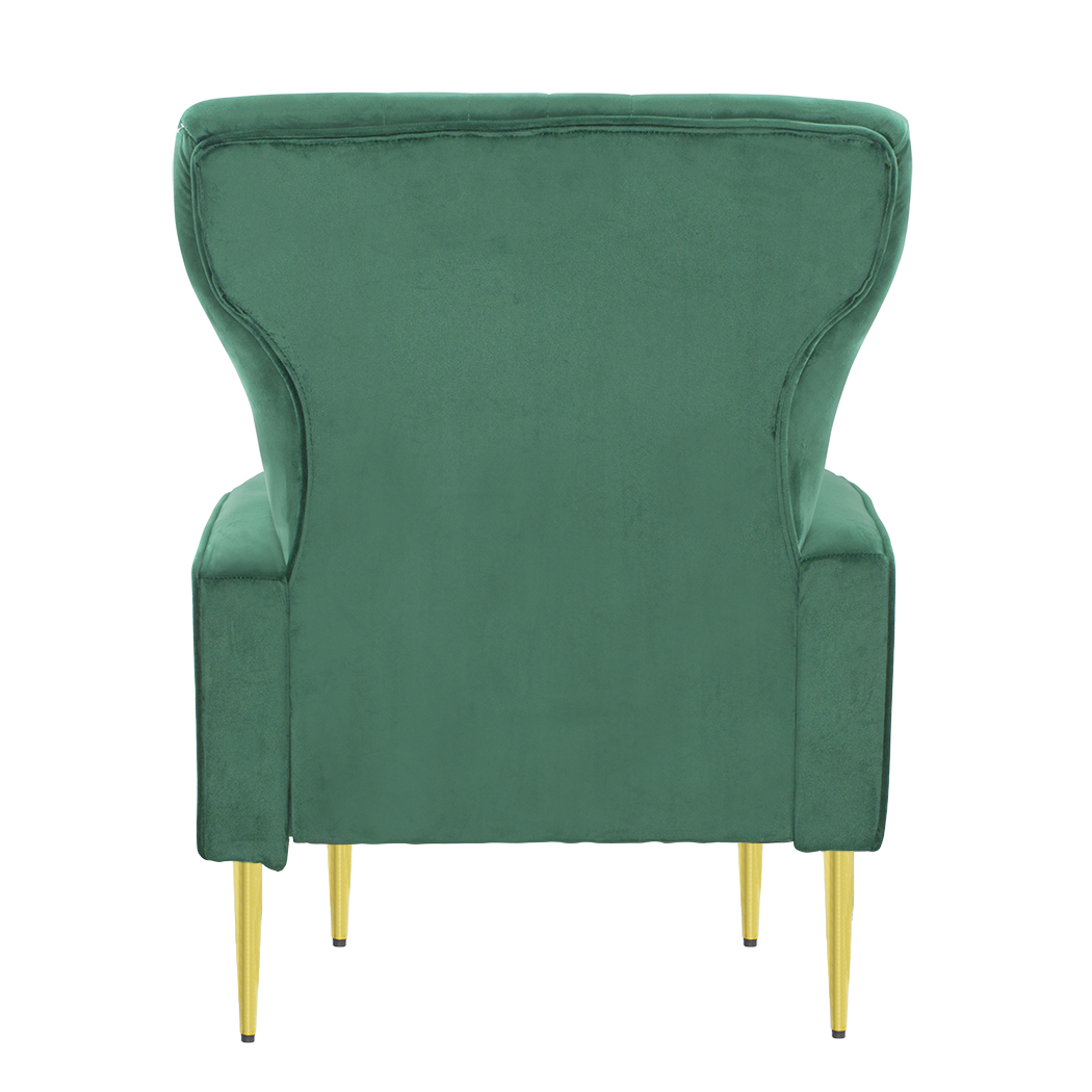 Fauteuil en velours DORIAN dossier haut capitonné pieds dorés 98HX70X70cm