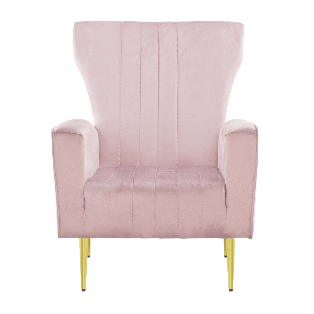 Fauteuil en velours DORIAN dossier haut capitonné pieds dorés 98HX70X70cm