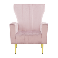 Fauteuil en velours DORIAN dossier haut capitonné pieds dorés 98HX70X70cm