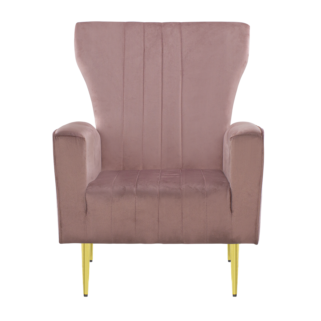 Fauteuil en velours DORIAN dossier haut capitonné pieds dorés 98HX70X70cm