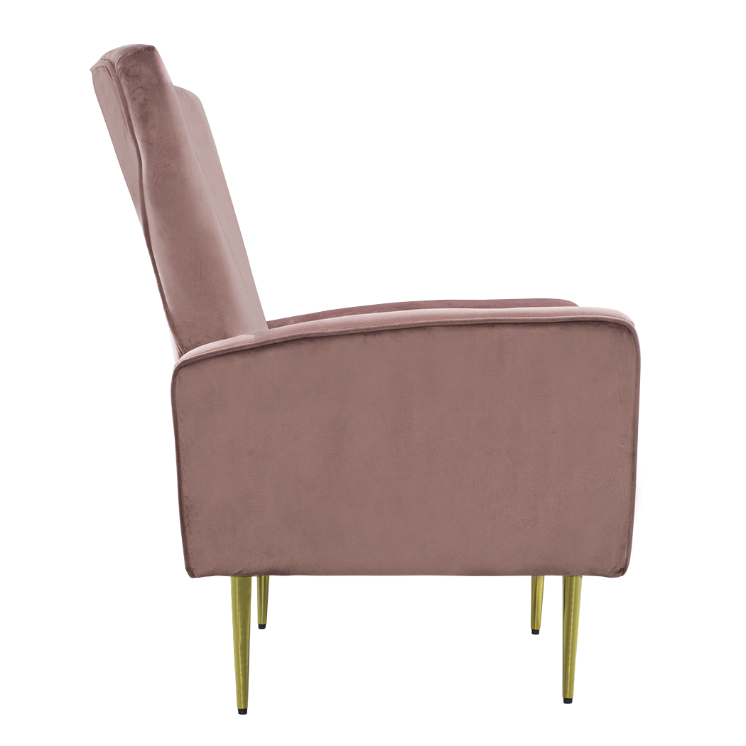 Fauteuil en velours DORIAN dossier haut capitonné pieds dorés 98HX70X70cm