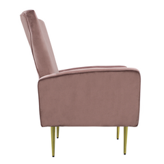 Fauteuil en velours DORIAN dossier haut capitonné pieds dorés 98HX70X70cm
