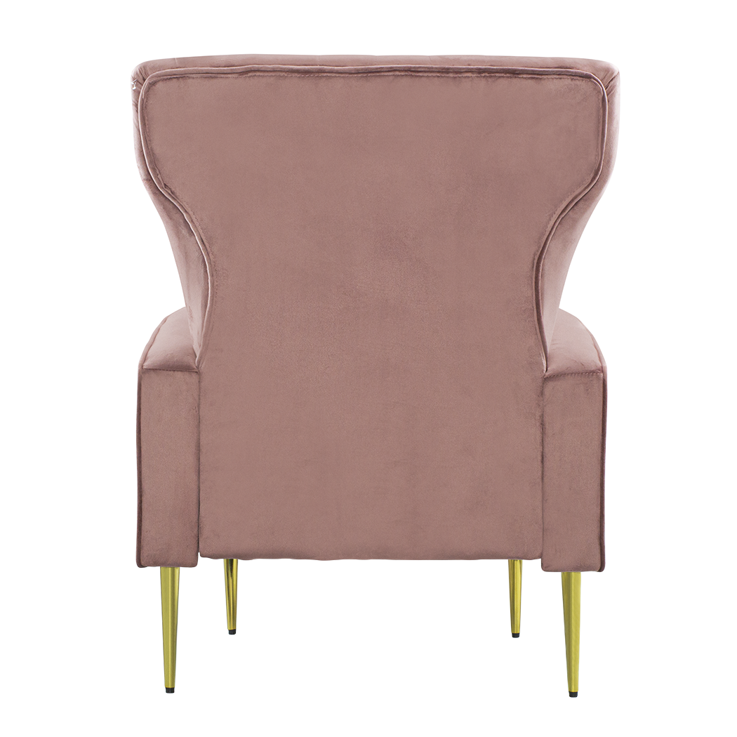 Fauteuil en velours DORIAN dossier haut capitonné pieds dorés 98HX70X70cm