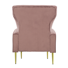Fauteuil en velours DORIAN dossier haut capitonné pieds dorés 98HX70X70cm