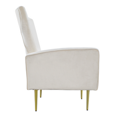 Fauteuil en velours DORIAN dossier haut capitonné pieds dorés 98HX70X70cm