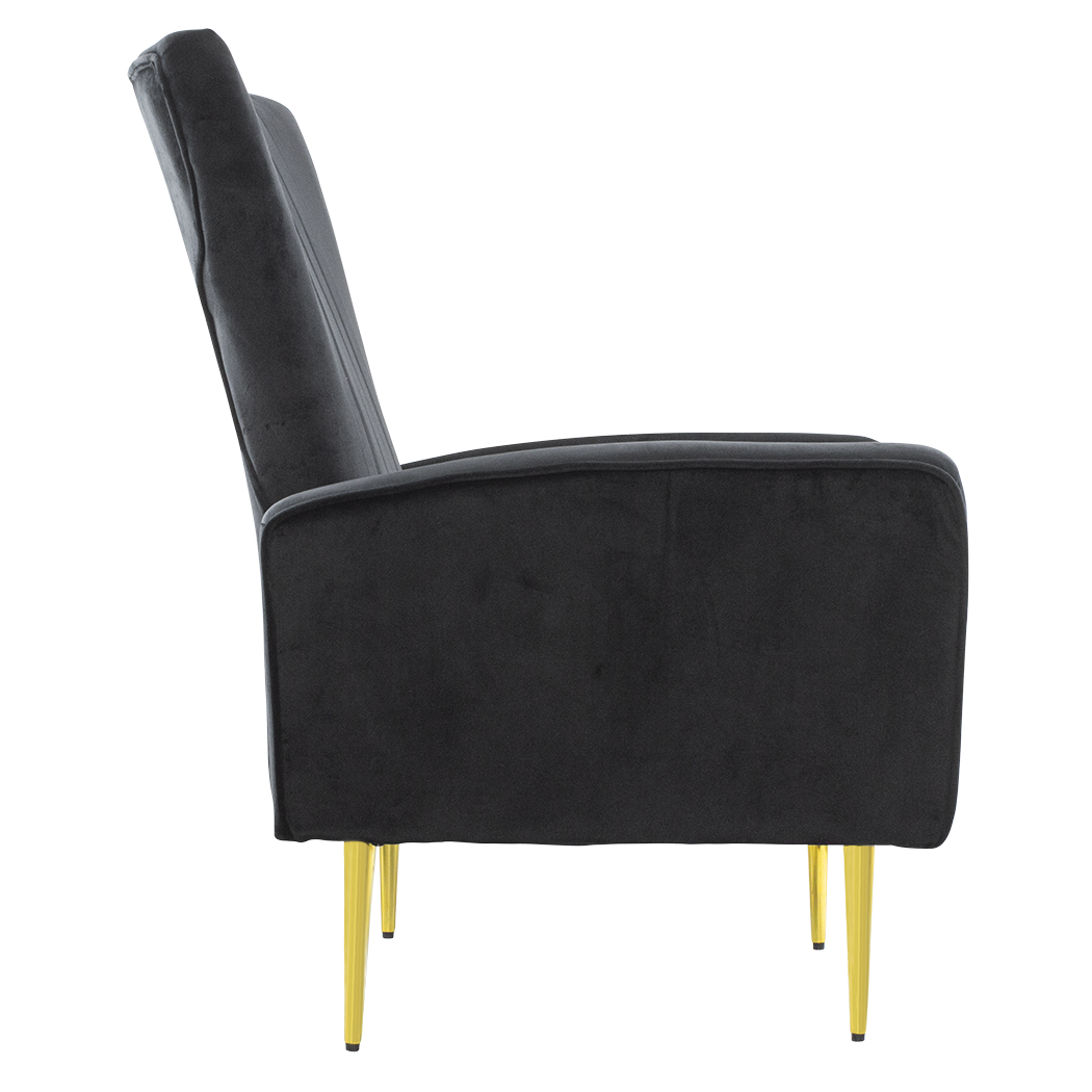 Fauteuil en velours DORIAN dossier haut capitonné pieds dorés 98HX70X70cm