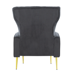 Fauteuil en velours DORIAN dossier haut capitonné pieds dorés 98HX70X70cm
