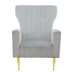 Fauteuil en velours DORIAN dossier haut capitonné pieds dorés 98HX70X70cm