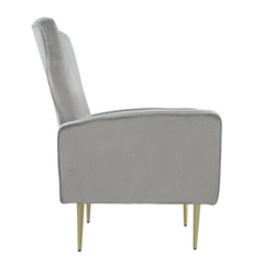 Fauteuil en velours DORIAN dossier haut capitonné pieds dorés 98HX70X70cm