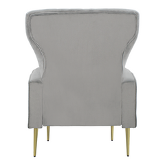 Fauteuil en velours DORIAN dossier haut capitonné pieds dorés 98HX70X70cm
