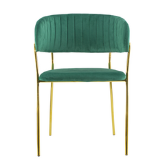 Chaise salle à manger ronde en velours pour salon design DAFNE structure dorée