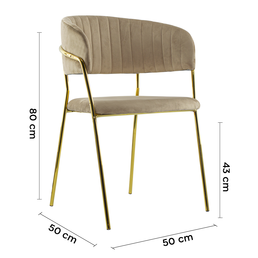Chaise salle à manger ronde en velours pour salon design DAFNE structure dorée