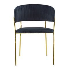 Chaise salle à manger ronde en velours pour salon design DAFNE structure dorée