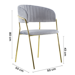 Chaise salle à manger ronde en velours pour salon design DAFNE structure dorée