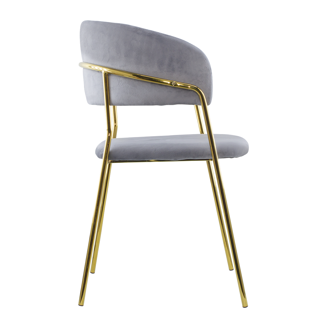 Chaise salle à manger ronde en velours pour salon design DAFNE structure dorée