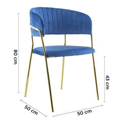 Chaise salle à manger ronde en velours pour salon design DAFNE structure dorée