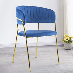 Chaise salle à manger ronde en velours pour salon design DAFNE structure dorée