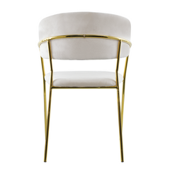 Chaise salle à manger ronde en velours pour salon design DAFNE structure dorée
