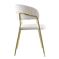 Chaise salle à manger ronde en velours pour salon design DAFNE structure dorée