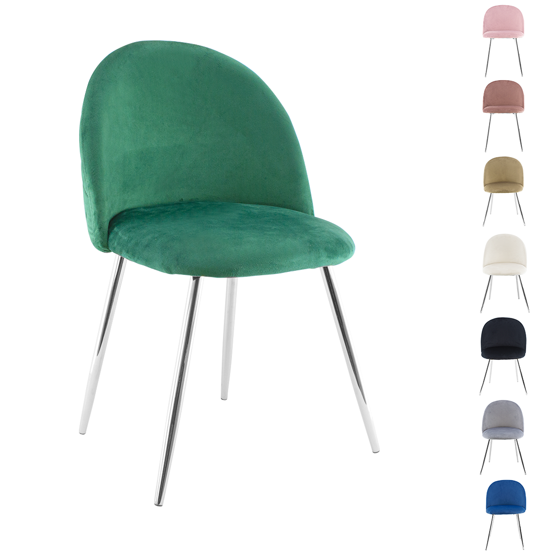 Fauteuil lounge SHELBY 50x45x80H cm fauteuil vintage velours et pieds argent