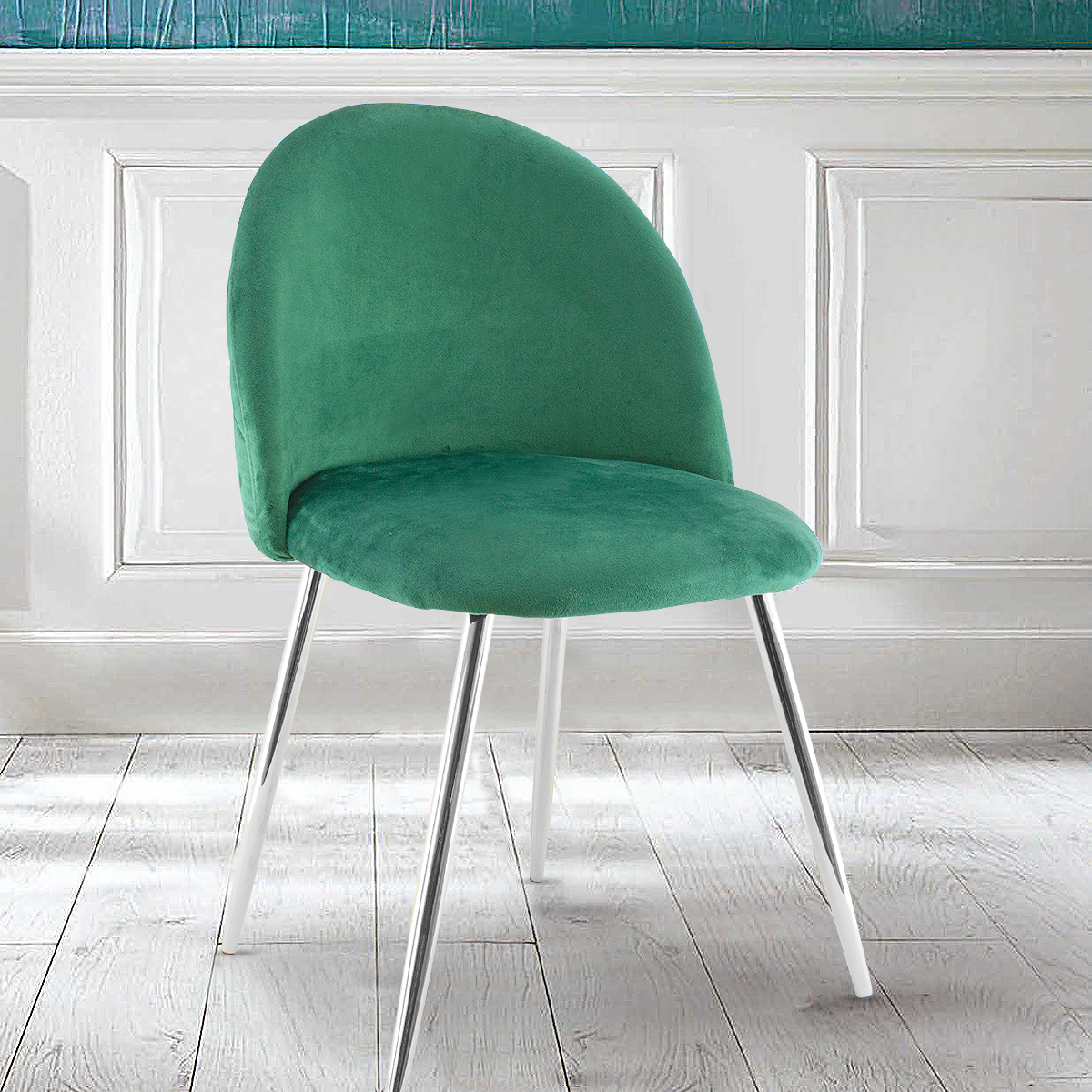 Fauteuil lounge SHELBY 50x45x80H cm fauteuil vintage velours et pieds argent