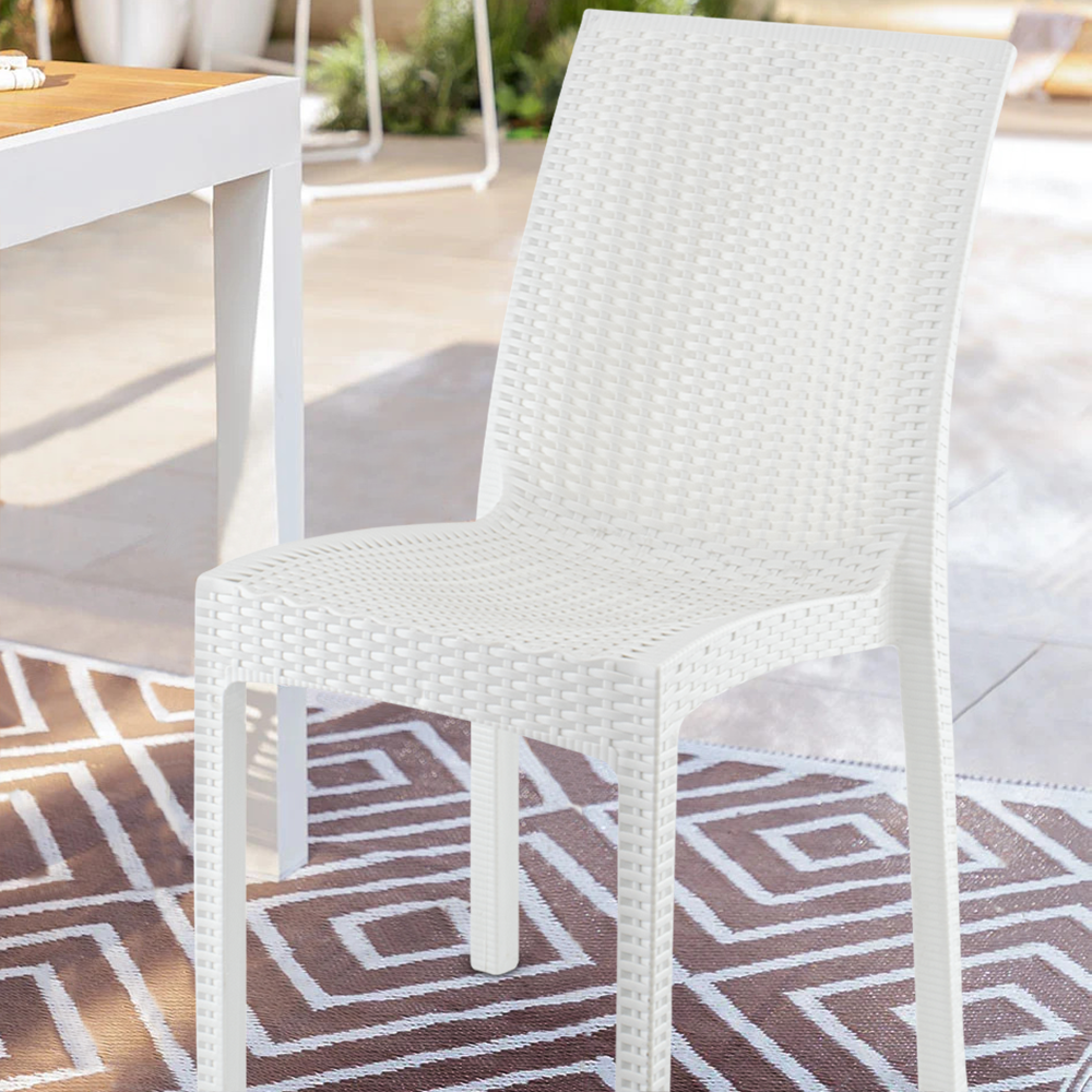 Lot de 2 chaises de jardin d'extérieur design JANET en rotin résine empilable
