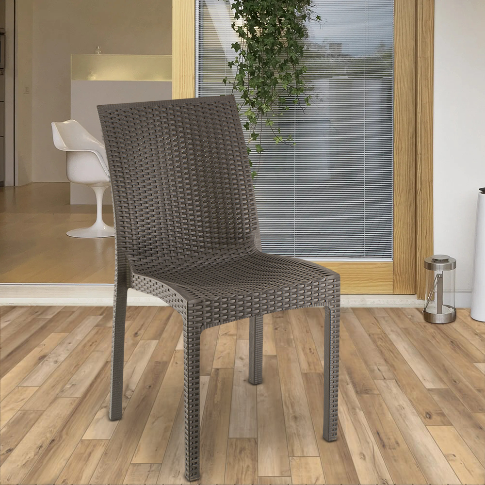 Lot de 2 chaises de jardin d'extérieur design JANET en rotin résine empilable