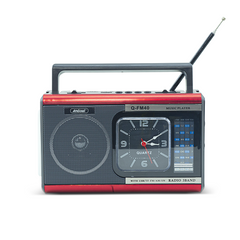 Q-FM40 Vintage FM Radio Haut-parleur Bluetooth MP3 Lampe poche portable horloge