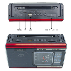 Q-FM40 Vintage FM Radio Haut-parleur Bluetooth MP3 Lampe poche portable horloge