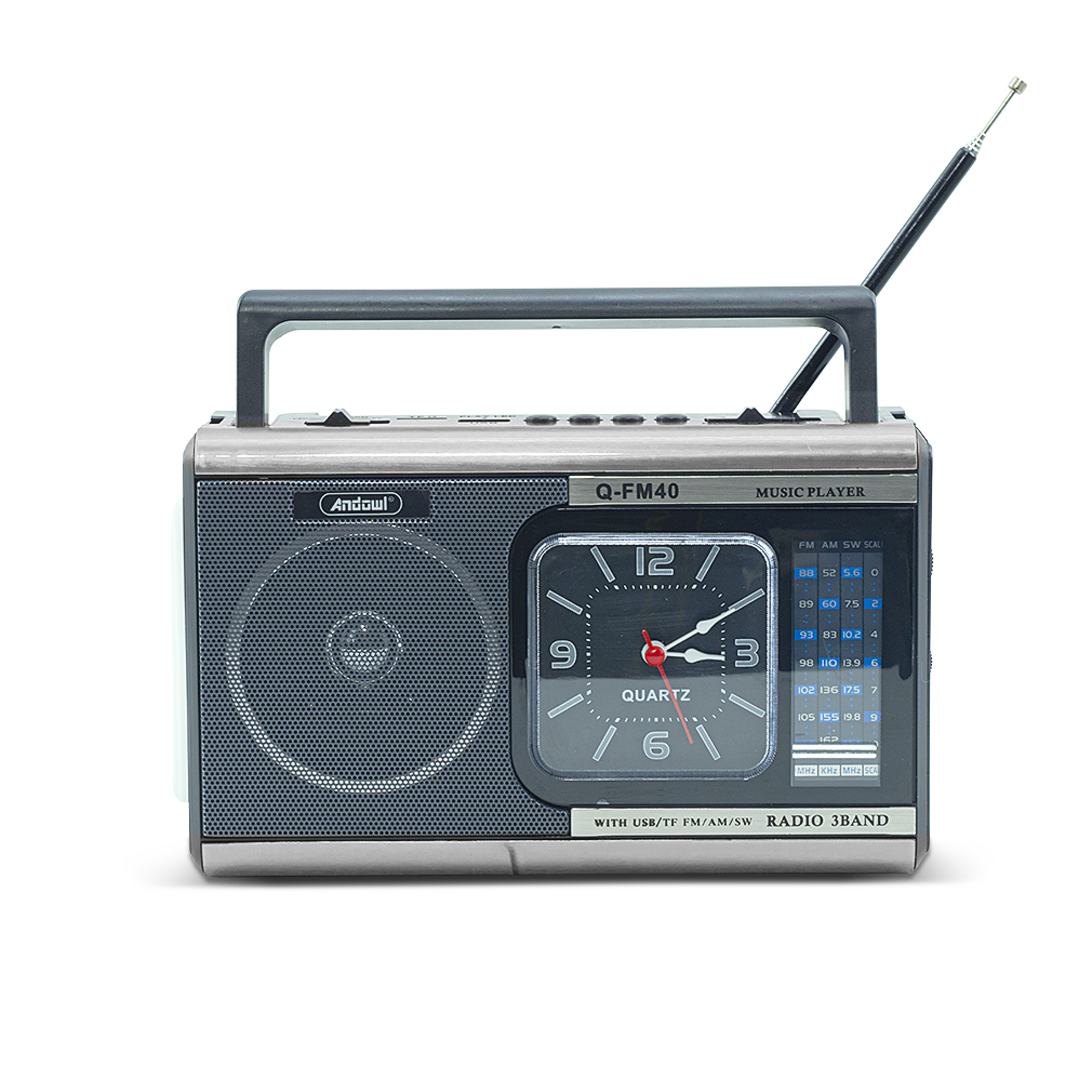 Q-FM40 Vintage FM Radio Haut-parleur Bluetooth MP3 Lampe poche portable horloge