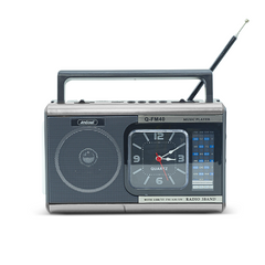 Q-FM40 Vintage FM Radio Haut-parleur Bluetooth MP3 Lampe poche portable horloge