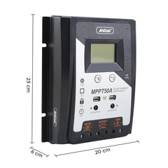 Régulateur charge solaire MPPT50A 12-24-48V Contrôleur batterie 2x affichage USB