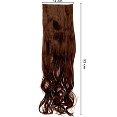 Extension 4 Clips Marron Foncé Ondulé Long 50cm Tape Faux Cheveux Synthétiques
