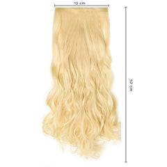 Extension 4 clips blond clair ondulé long 50cm Bande Synthétique Faux Cheveux