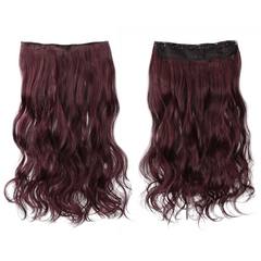 Extension 4 Clips rouge acajou ondulé long 50 cm Ruban Synthétique Faux Cheveux