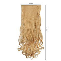 Extension 4 clips blond foncé ondulé long 50cm bande synthétique faux cheveux