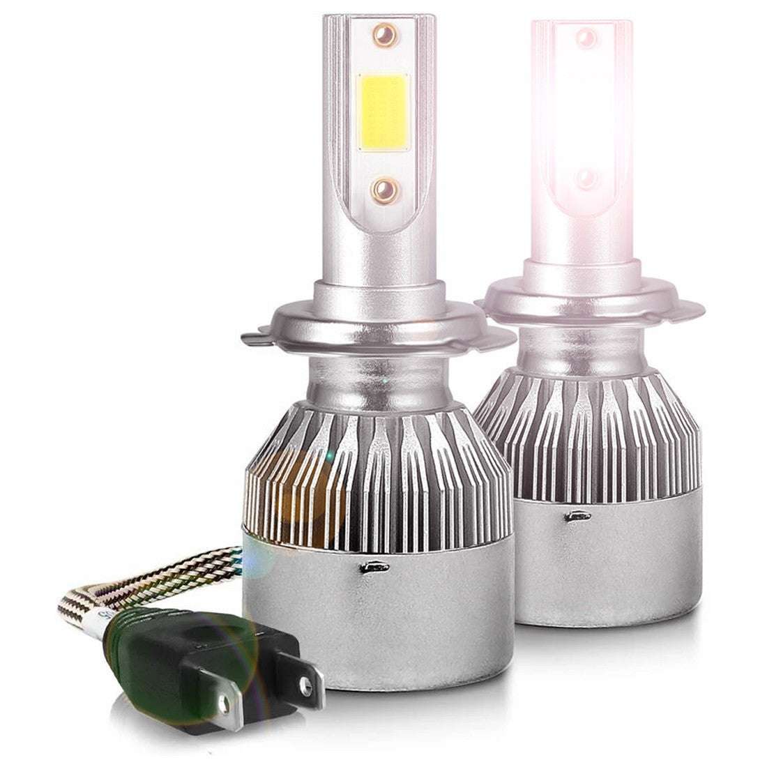 Paire d'ampoules LED H7 C6 pour phares de voiture moto 3800LM 36W lumièr blanche