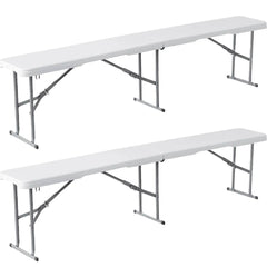 Pack de 2 bancs pliants en plastique blanc pour pique-nique et camping