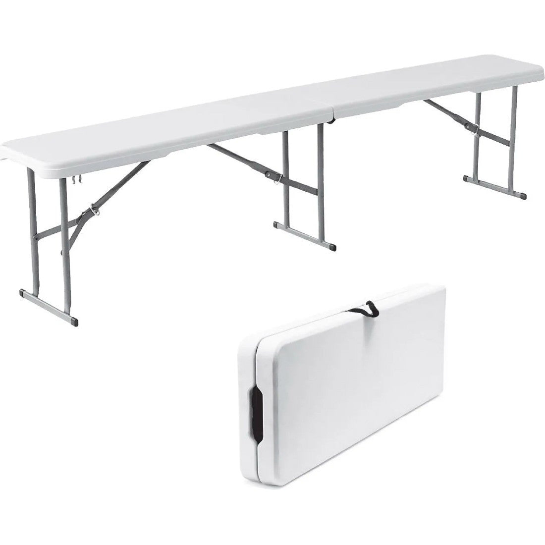 Pack de 2 bancs pliants en plastique blanc pour pique-nique et camping