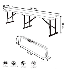 Pack de 2 bancs pliants en plastique blanc pour pique-nique et camping