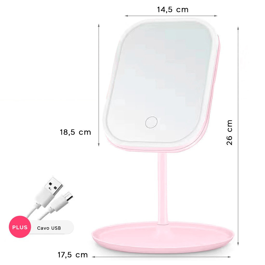 Miroir cosmétique éclairé éclairé par LED de maquillage de table rechargeable