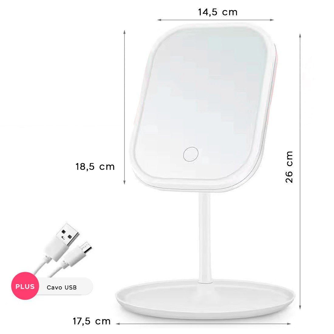 Miroir cosmétique éclairé éclairé par LED de maquillage de table rechargeable