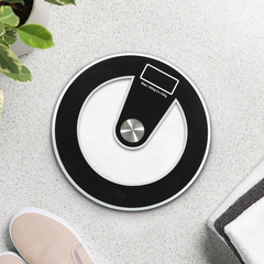 Pèse-personne électronique digital en verre trempé 180Kg rond Noir