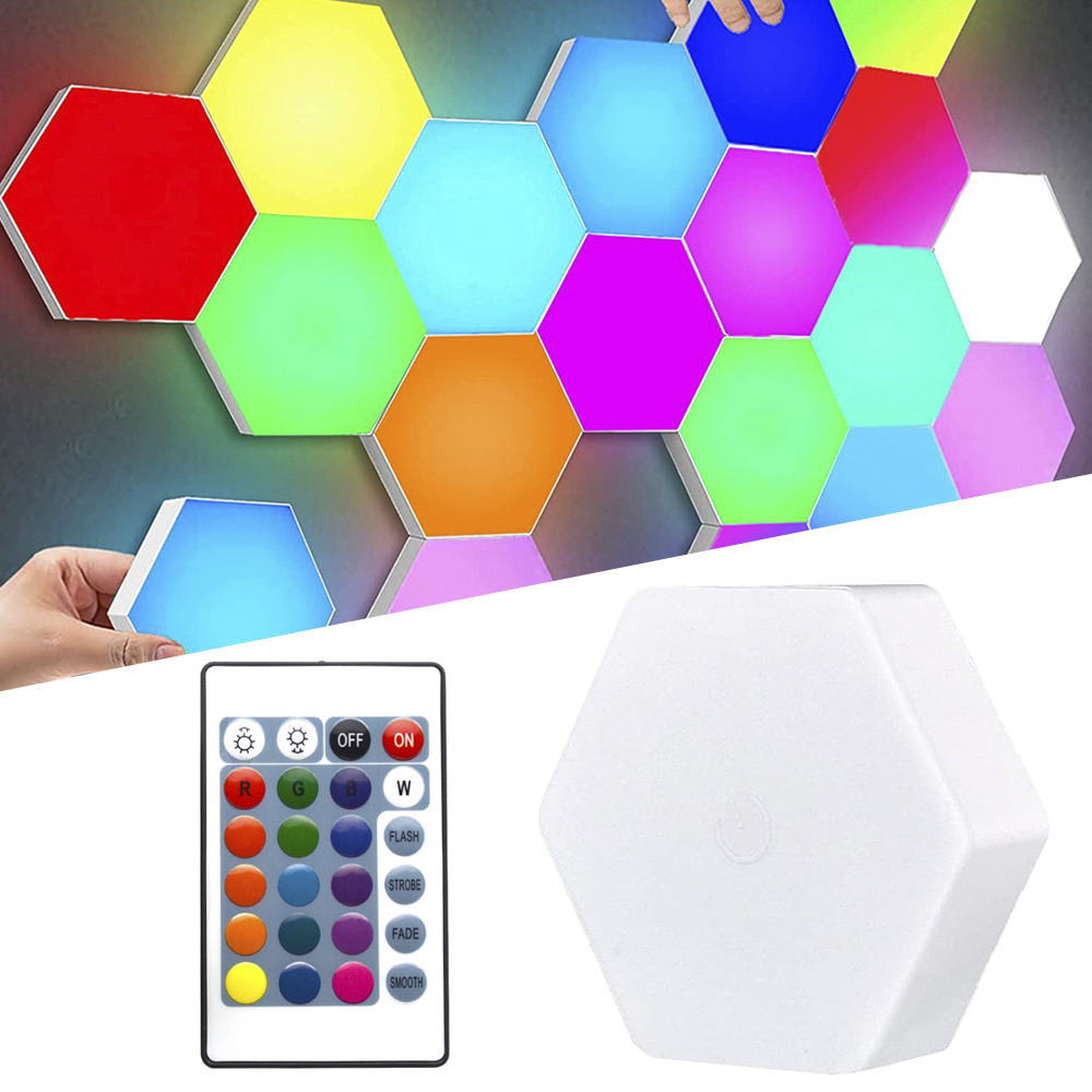 3pcs RGB Hexagonal LED Light Spots Applique murale avec télécommande