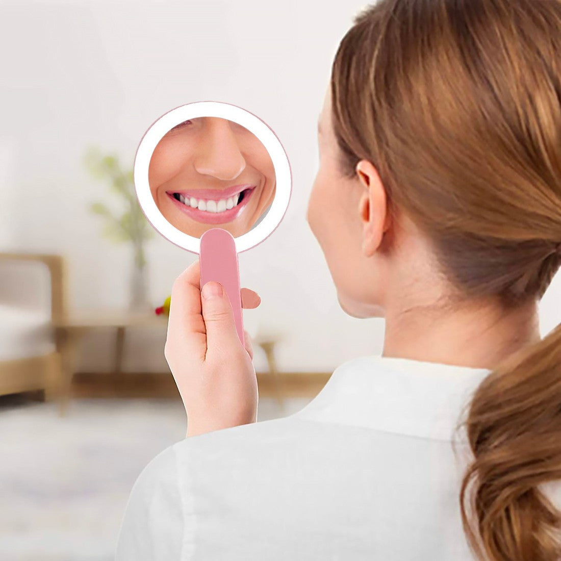 Miroir cosmétique avec lumière LED pour miroir rechargeable poche de maquillage
