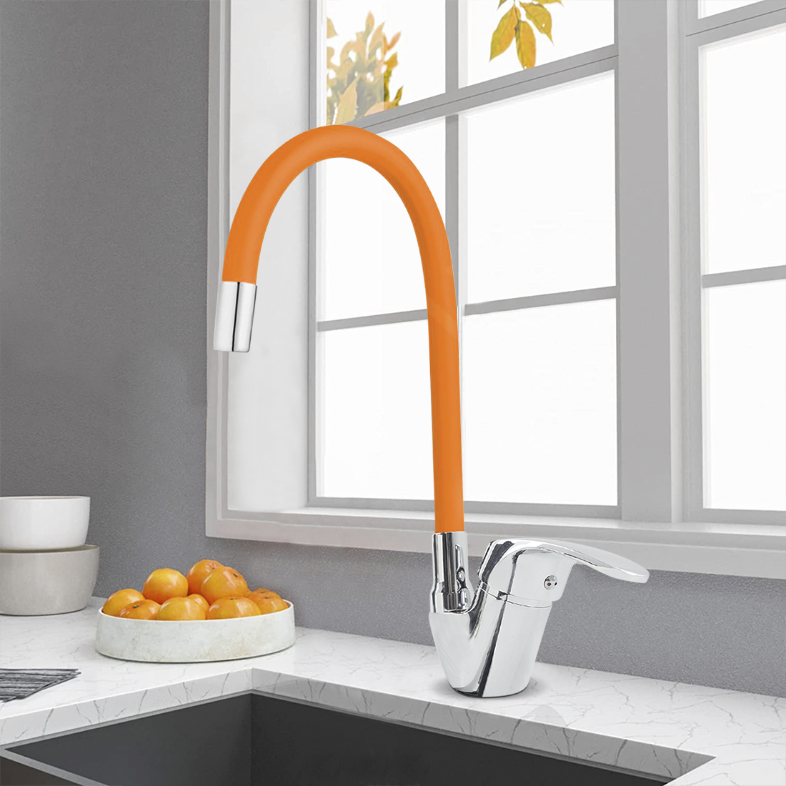 Robinet mitigeur flexible pivotant pour évier de cuisine