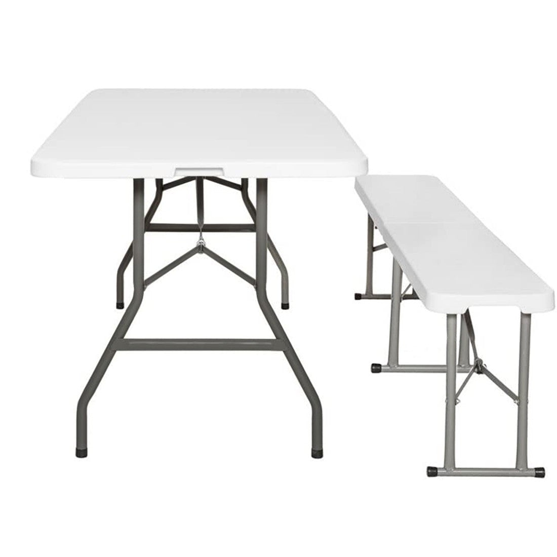 Ensemble table et banc pliants en plastique blanc pour jardin, camping, bar