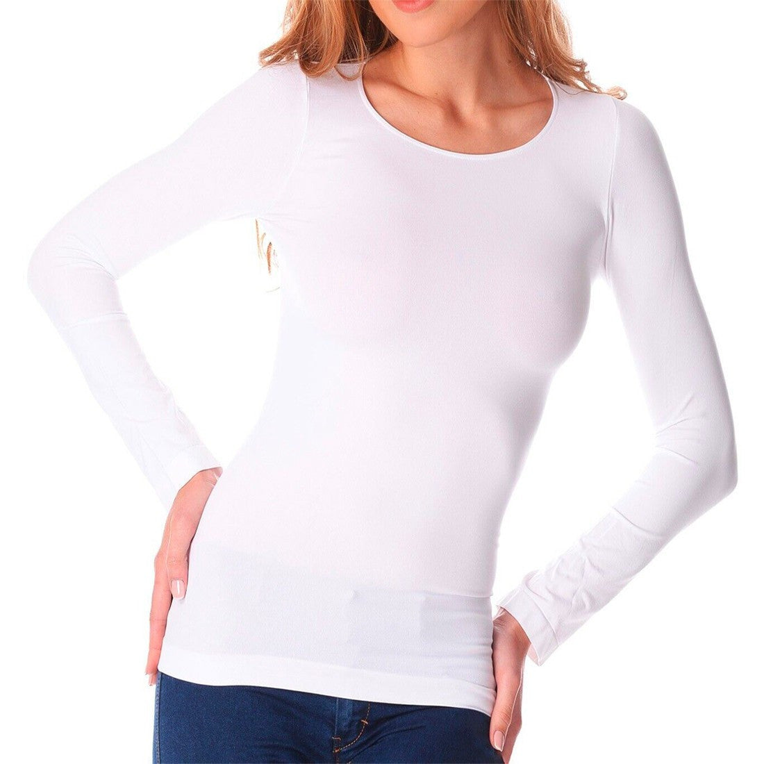 T-shirt thermique ALEX coupe cintrée femme intérieur polaire  Manches Longues
